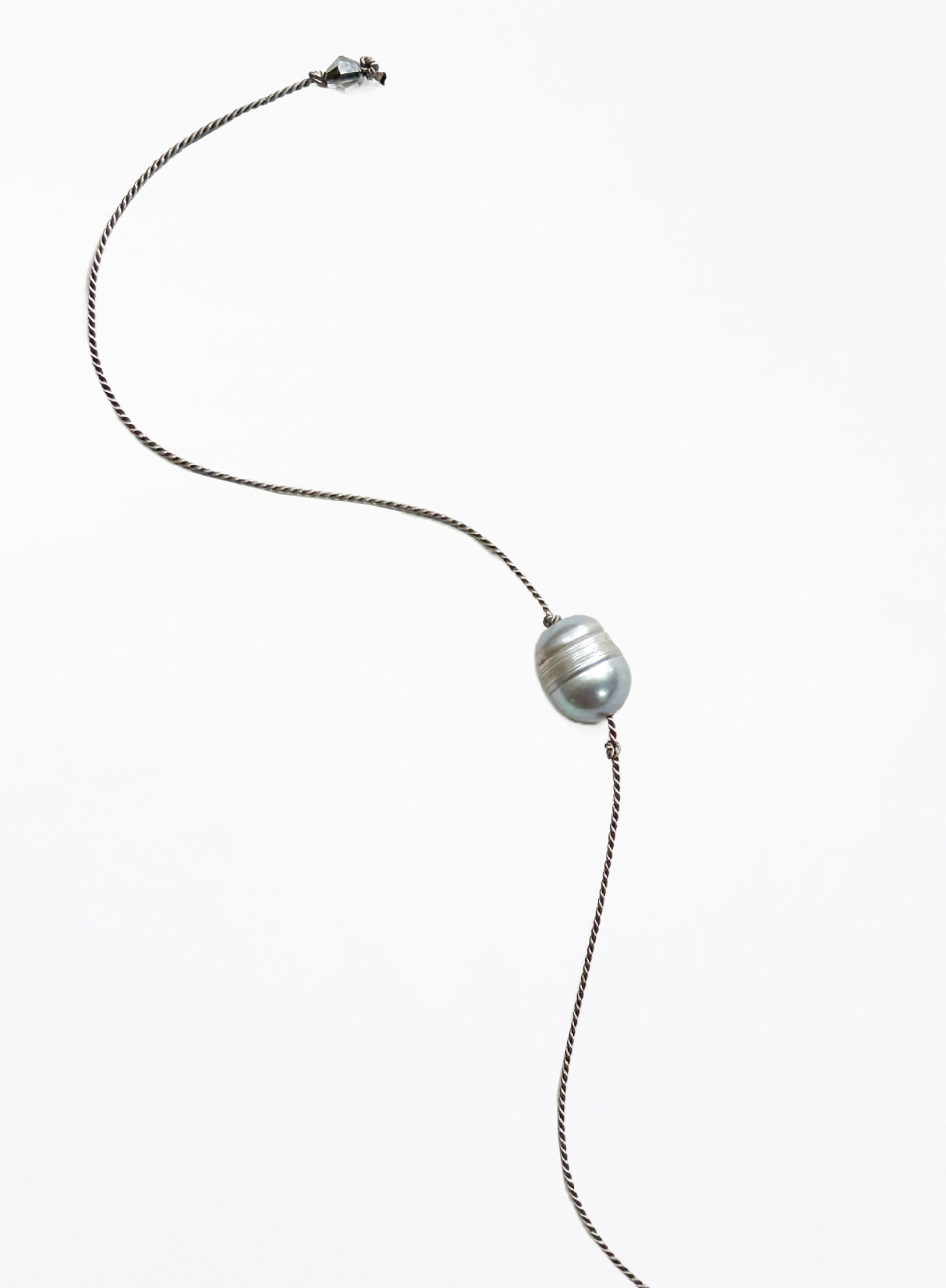 Grey Pearl Grey Silk Cord Bracelet