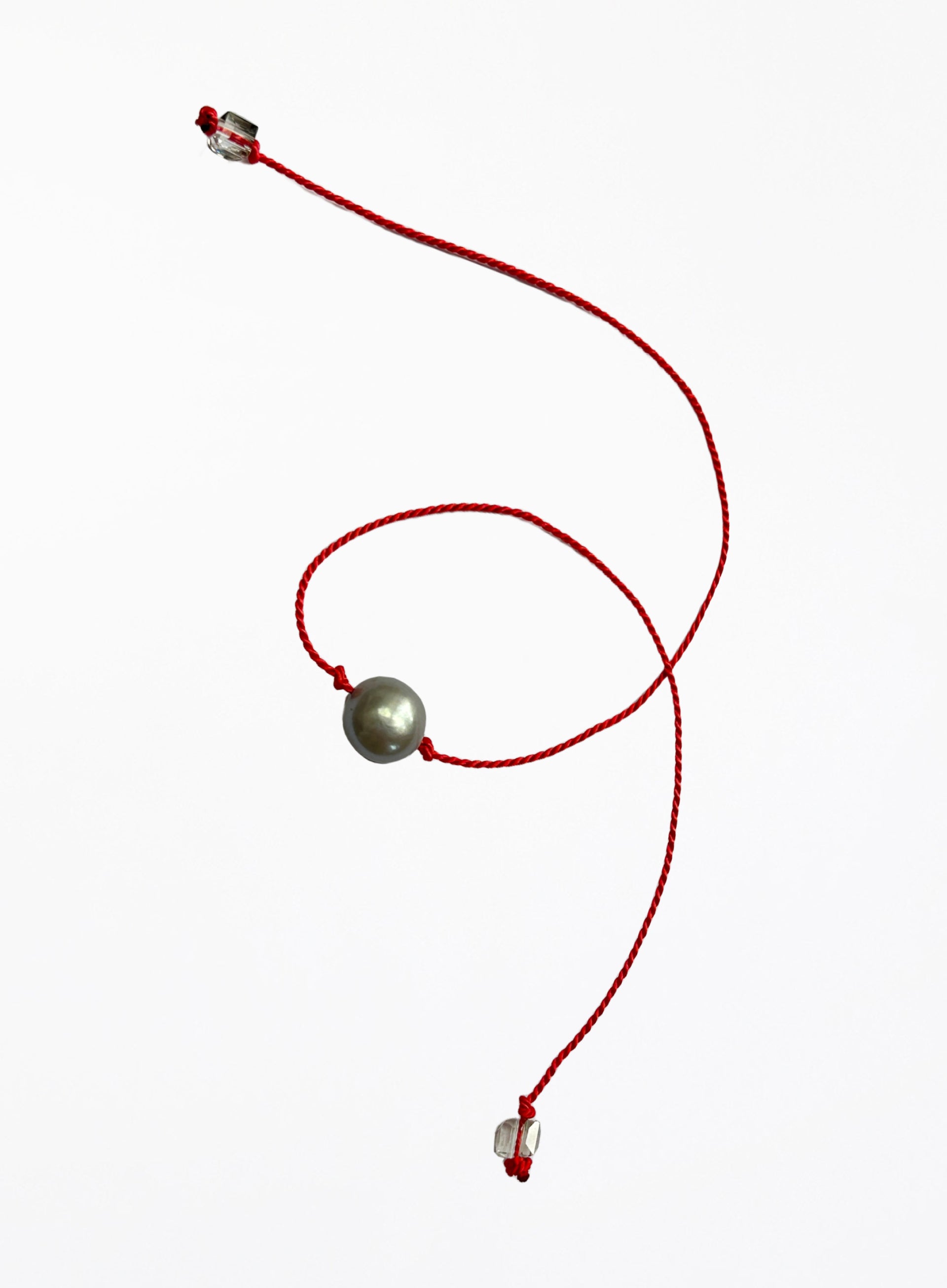 pearl red silk cord bracelet