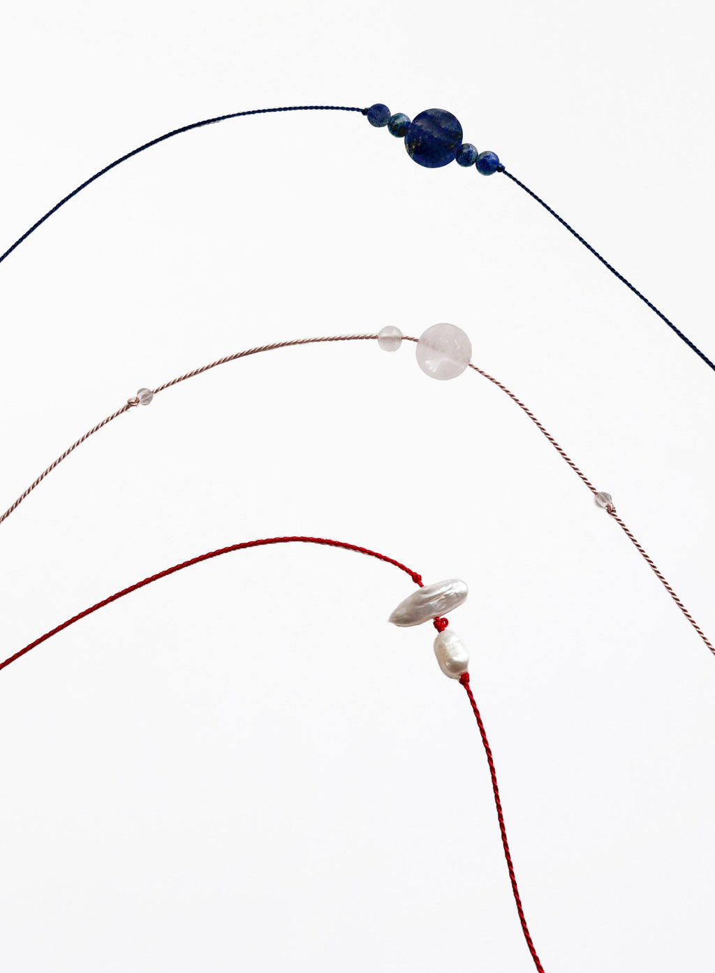 Nacre Cultured Pearls Red Silk Cord Bracelet