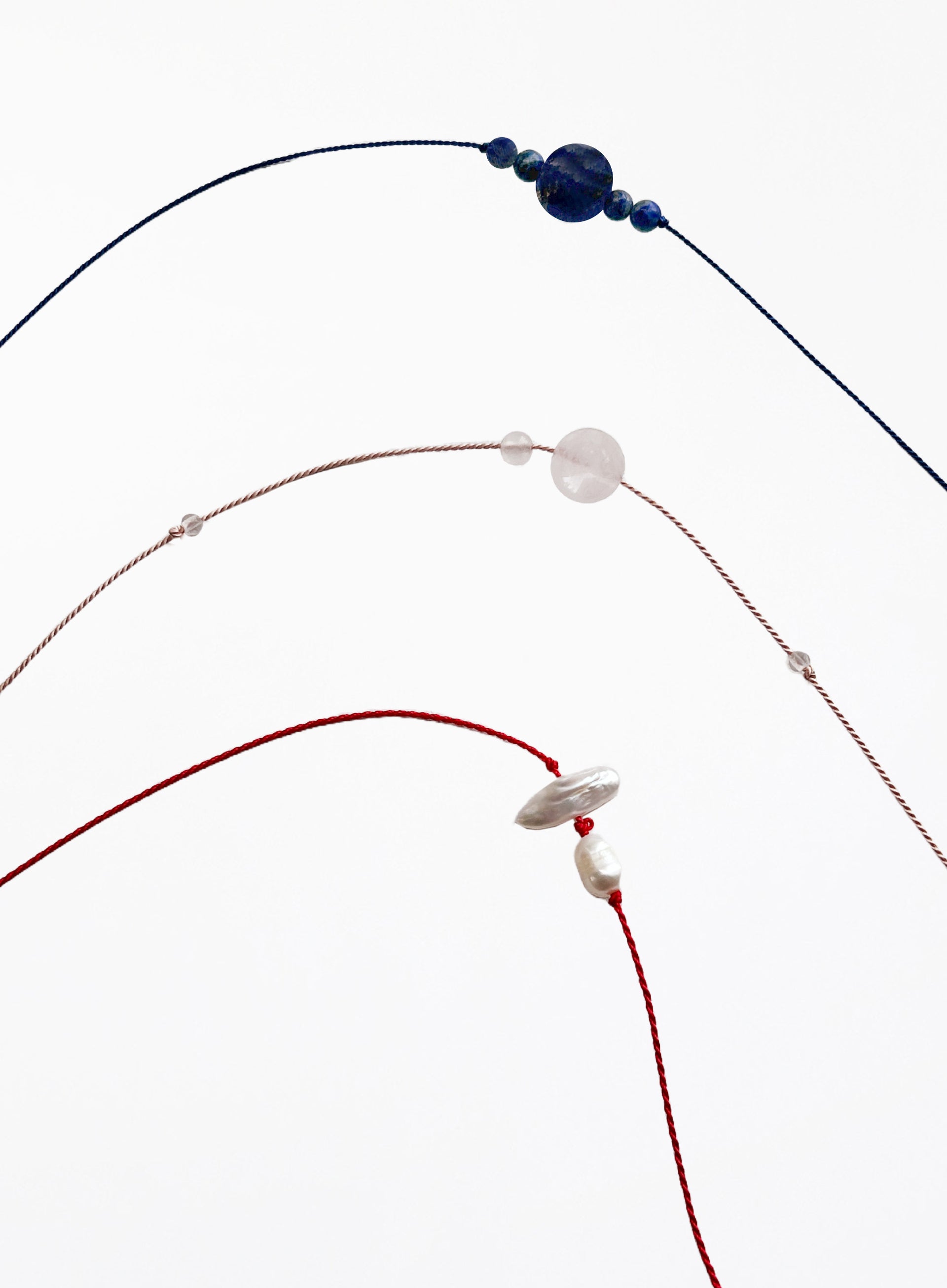 Nacre Cultured Pearls Red Silk Cord Bracelet