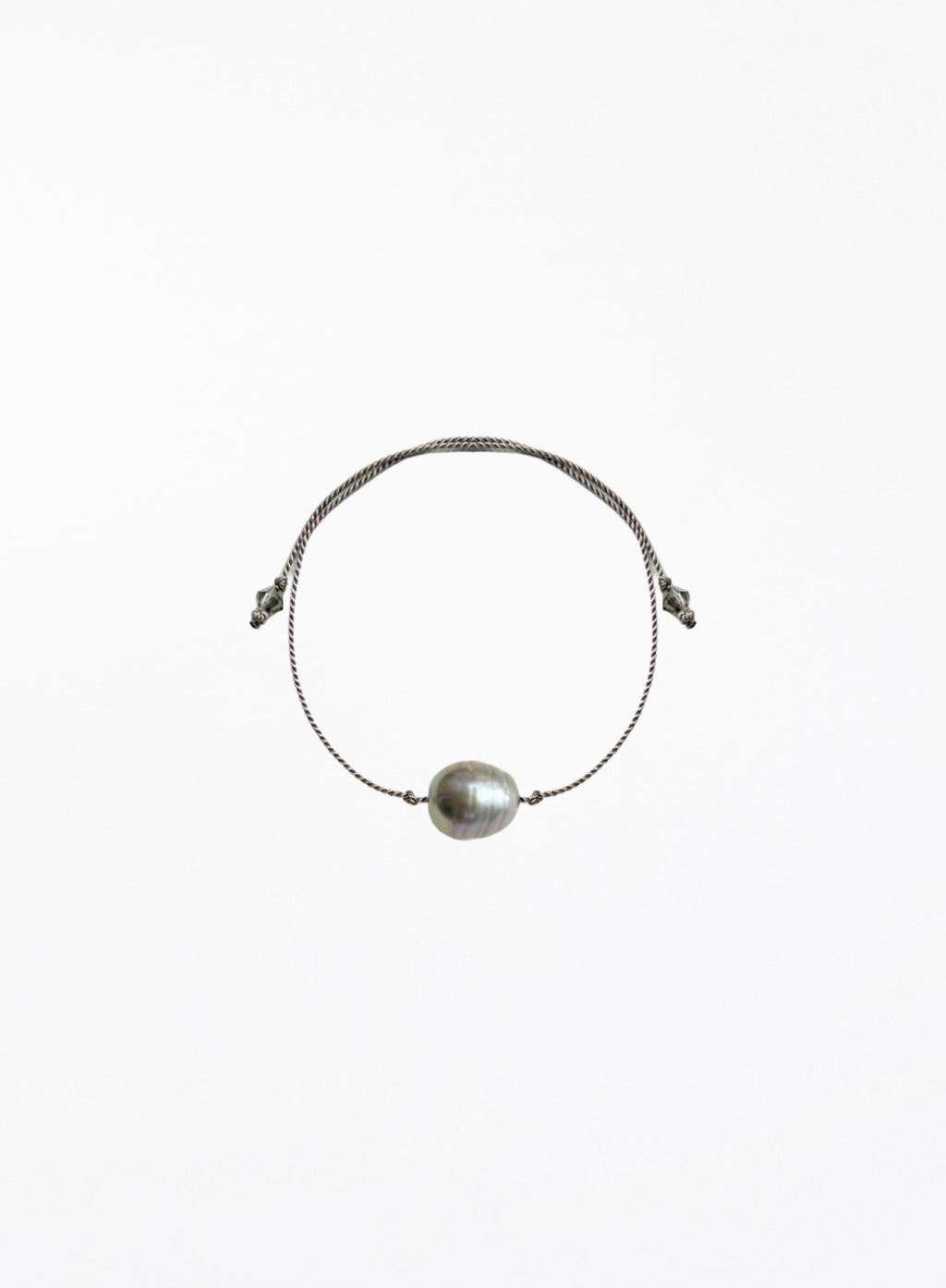 Grey Pearl Grey Silk Cord Bracelet
