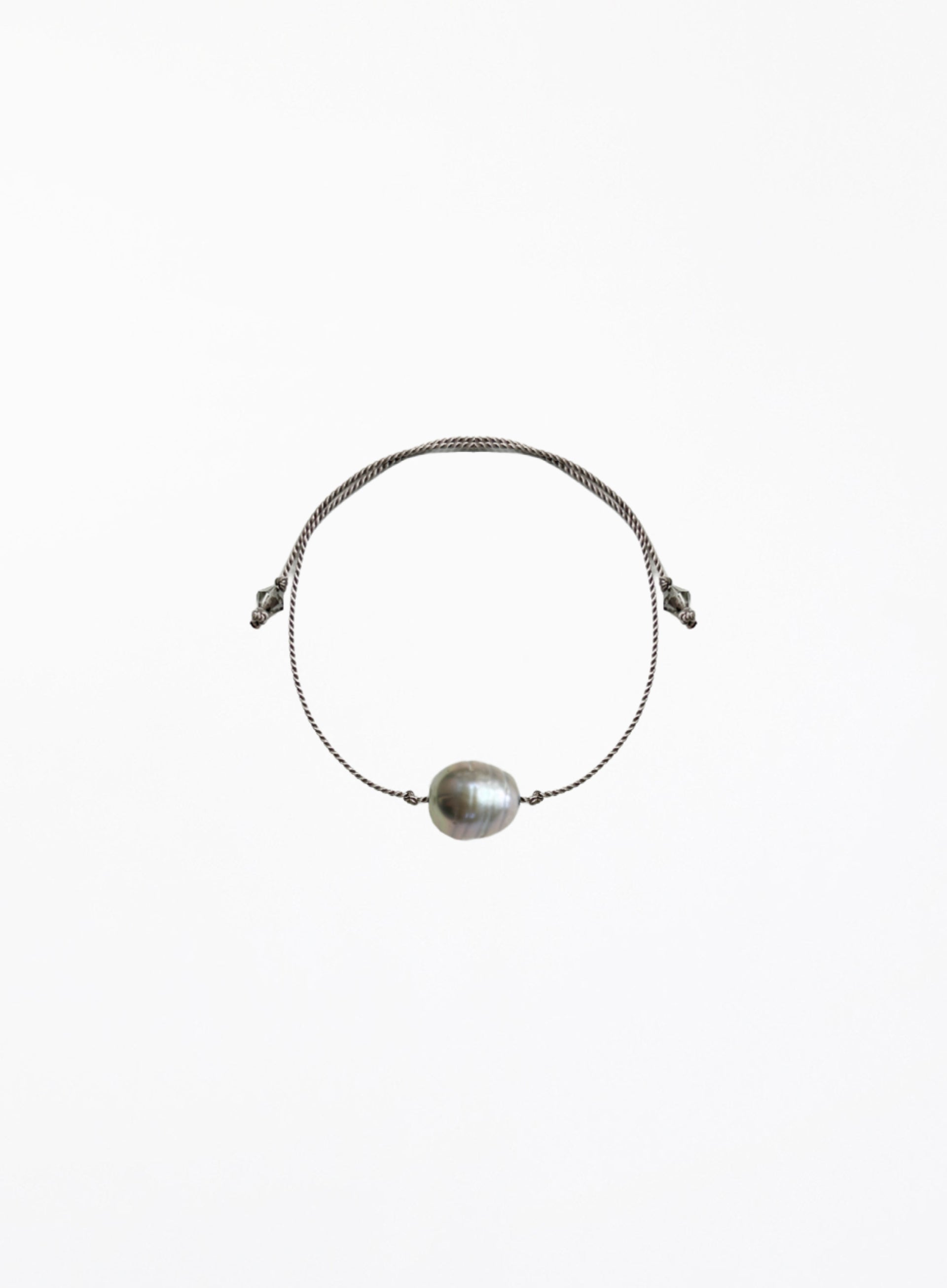 Grey Pearl Grey Silk Cord Bracelet