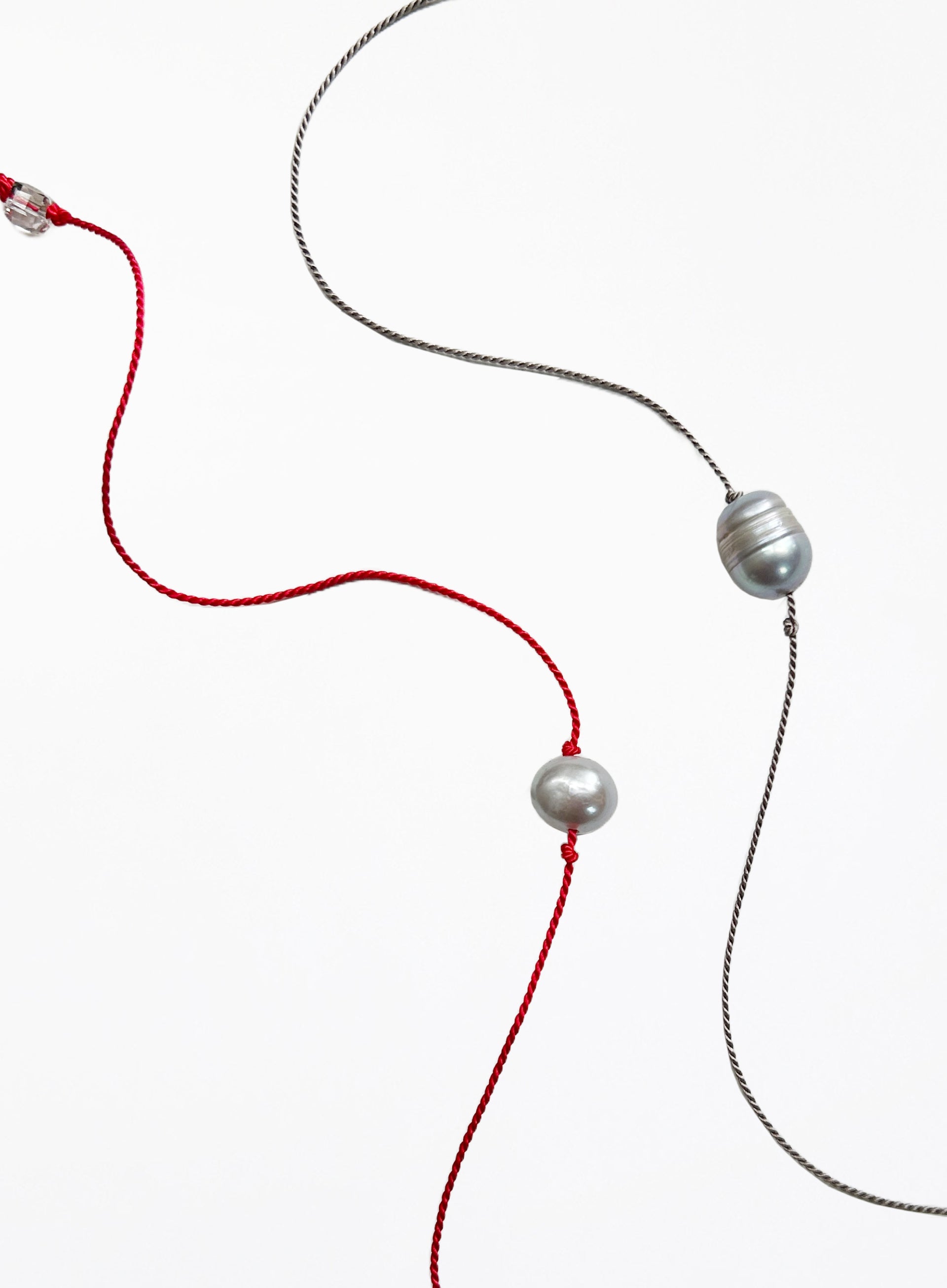 Grey Pearl Silk Cord Bracelet