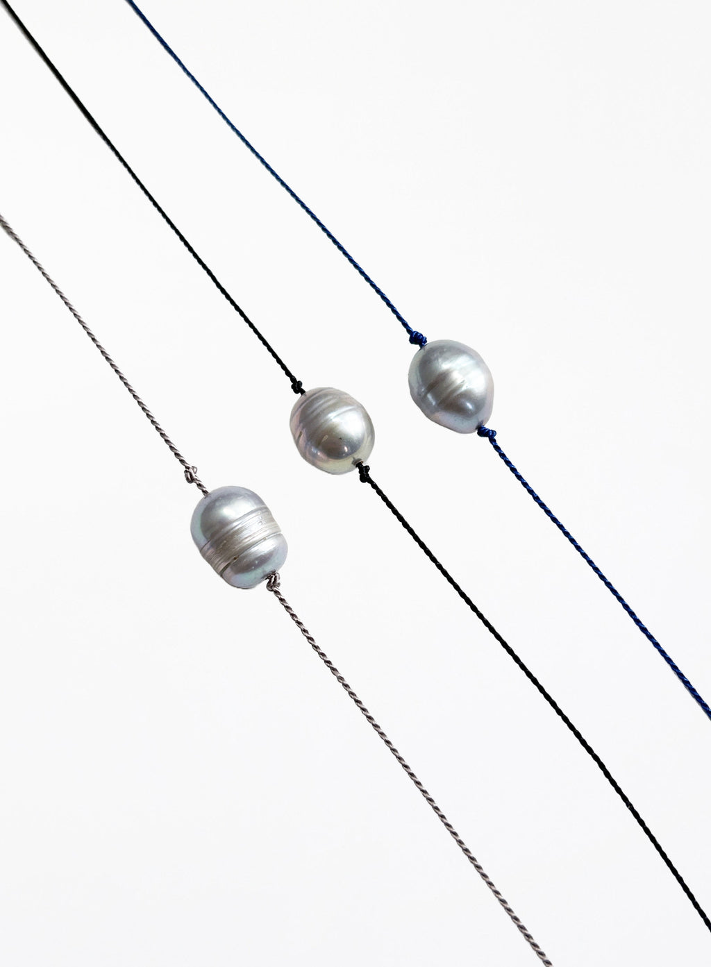 Grey Pearl  Silk Cord Bracelet