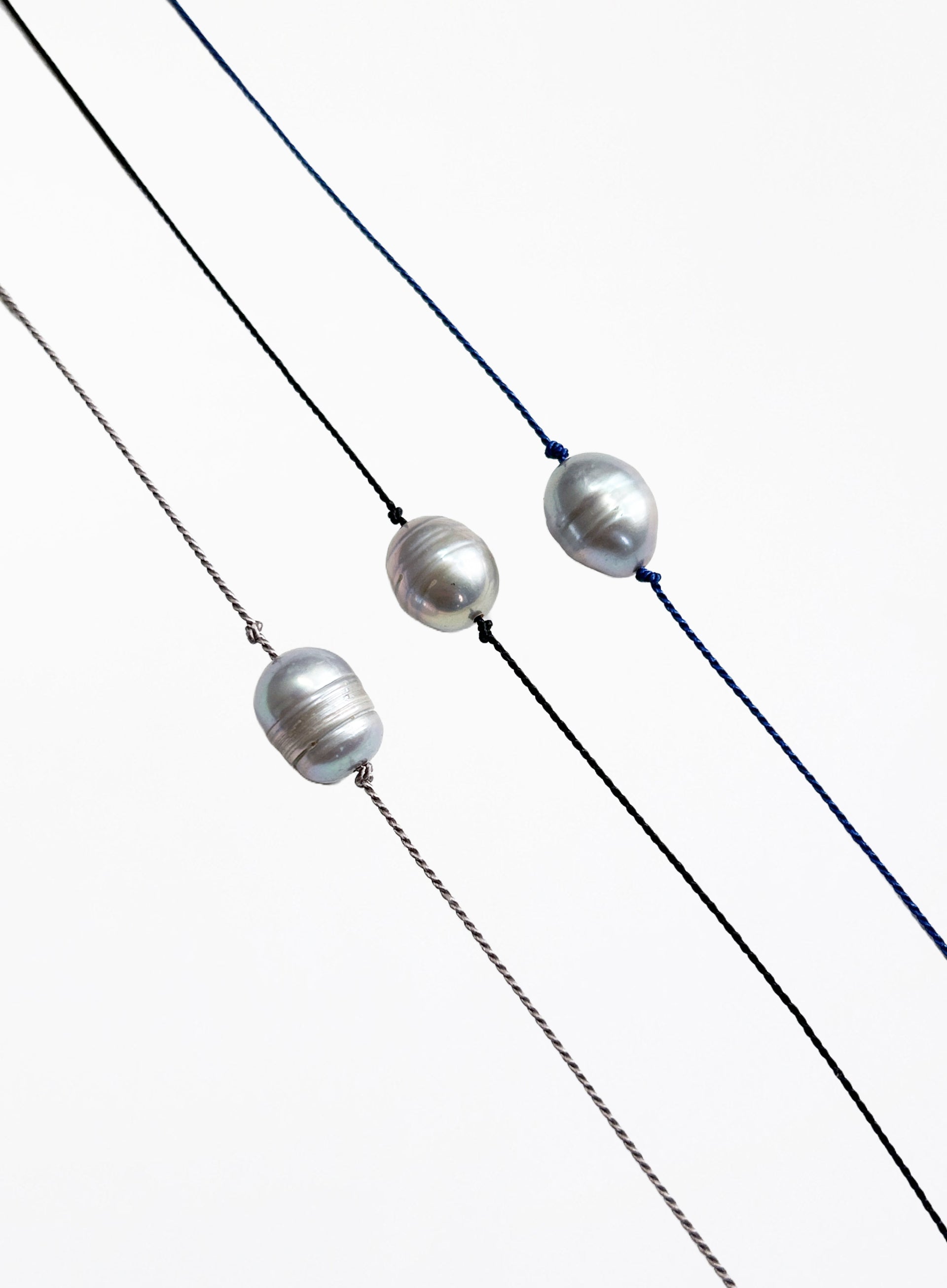 Grey Pearl  Silk Cord Bracelet