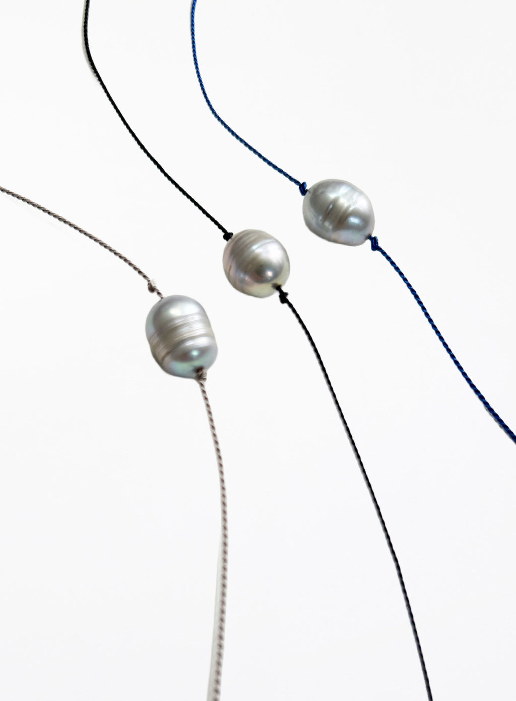 Grey Pearl Silk Cord Bracelet