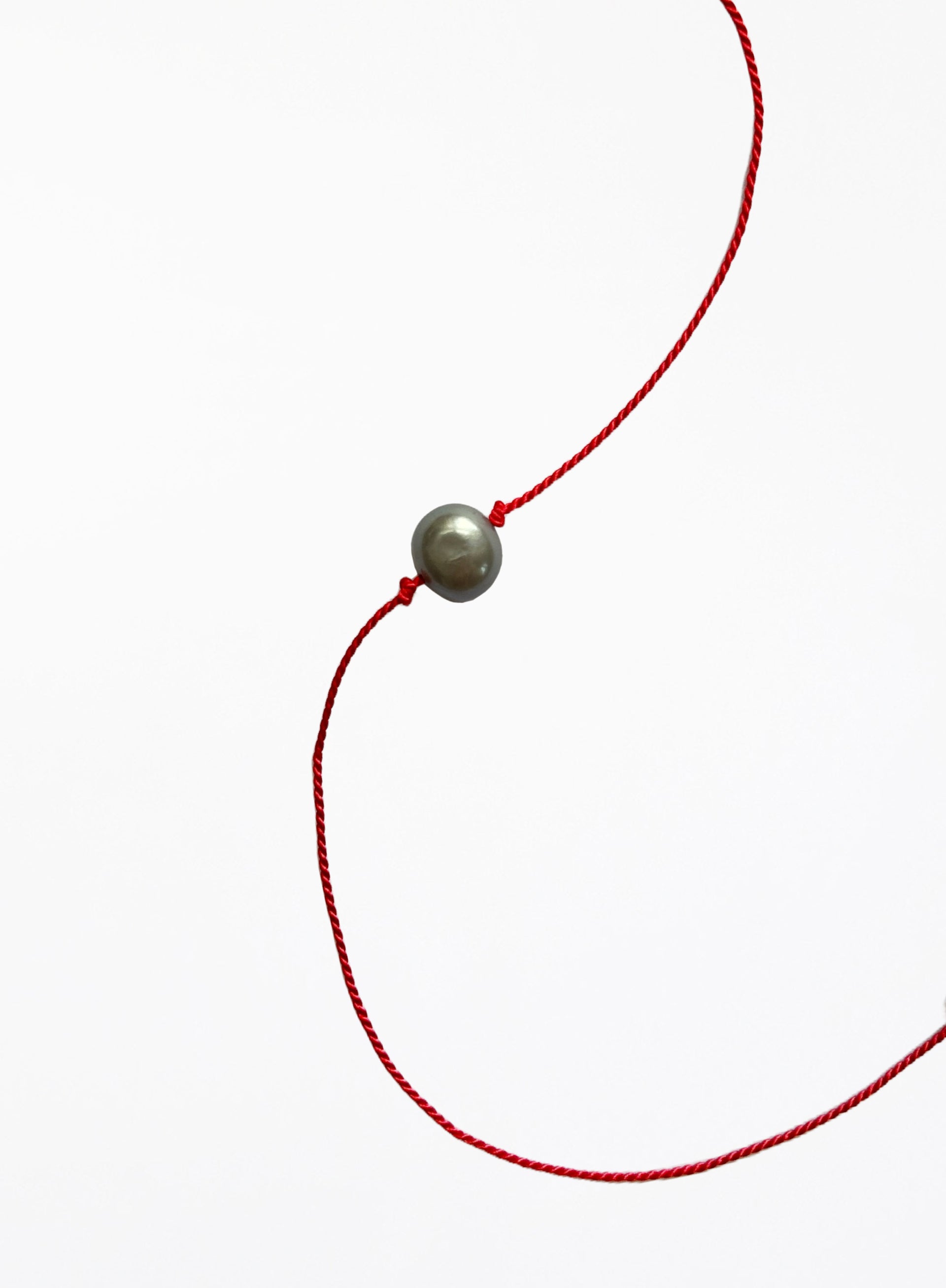 pearl red silk cord bracelet