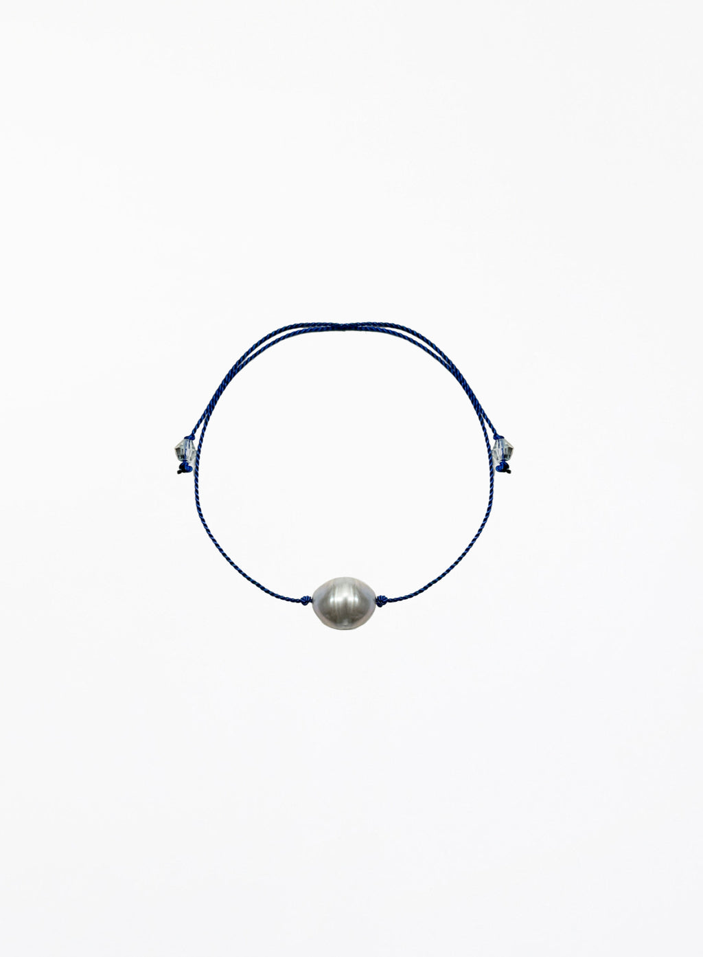 Grey Pearl Blue Silk Cord Bracelet