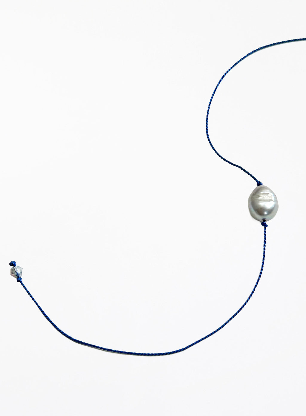 Grey Pearl Blue Silk Cord Bracelet