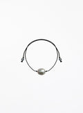 Grey Pearl Black Silk Cord Bracelet