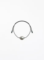 Grey Pearl Black Silk Cord Bracelet