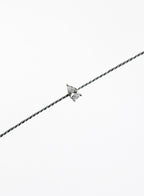 grey silk cord bracelet with teardrop cubic zirconia charm