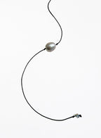 Grey Pearl Black Silk Cord Bracelet