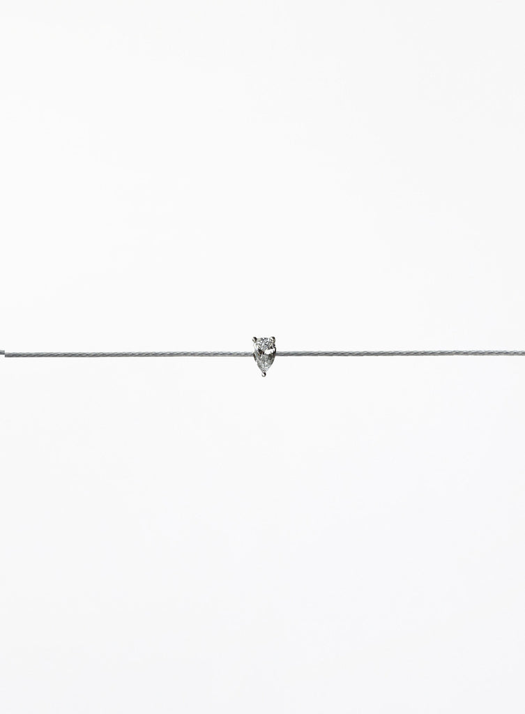 grey silk cord bracelet with teardrop cubic zirconia charm