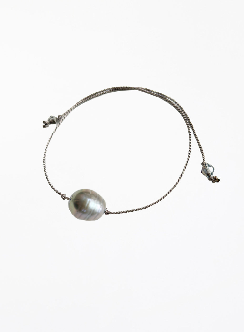 Grey Pearl Grey Silk Cord Bracelet