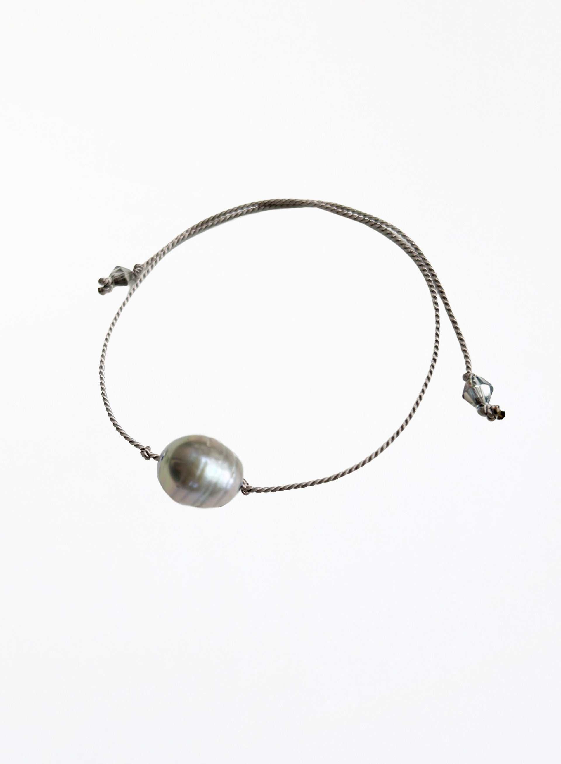 Grey Pearl Grey Silk Cord Bracelet