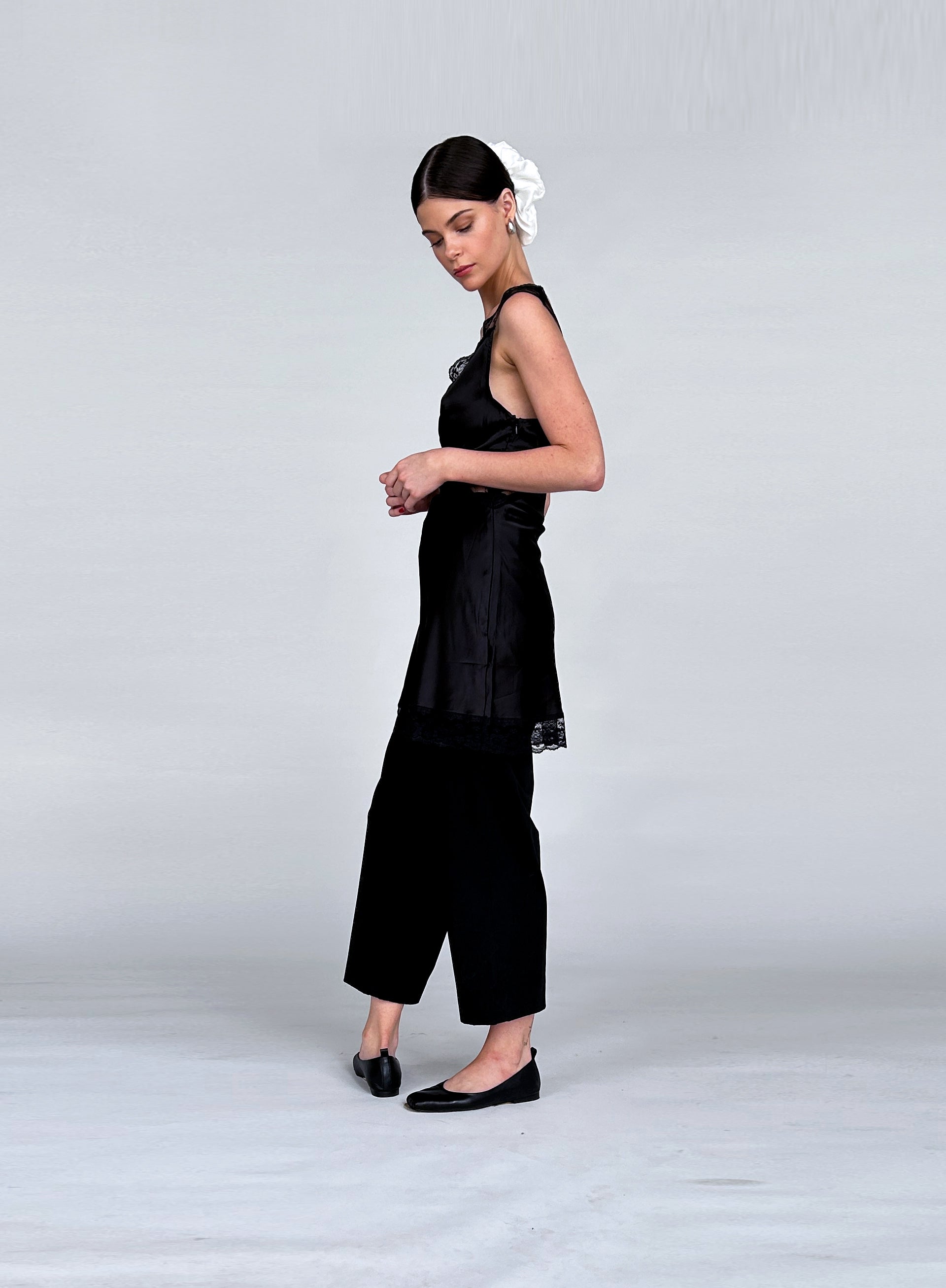 White Rhinestone Embellished Oversized Silk Scrunchie