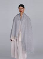 Light Grey Fringed Cashmere Scarf