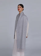 Light Grey Fringed Cashmere Scarf