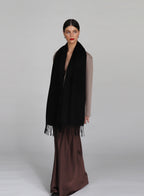 Black Fringed Cashmere Scarf