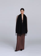Black Fringed Cashmere Scarf