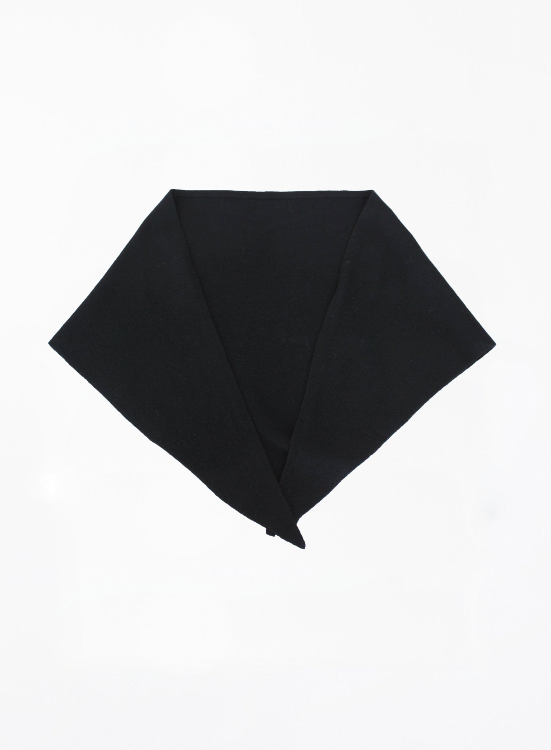 Black traingle scarf folded neatly on a white background