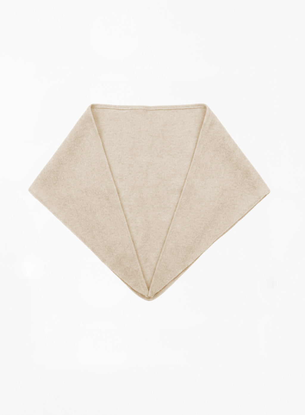 Beige triangular wool scarf on a white background