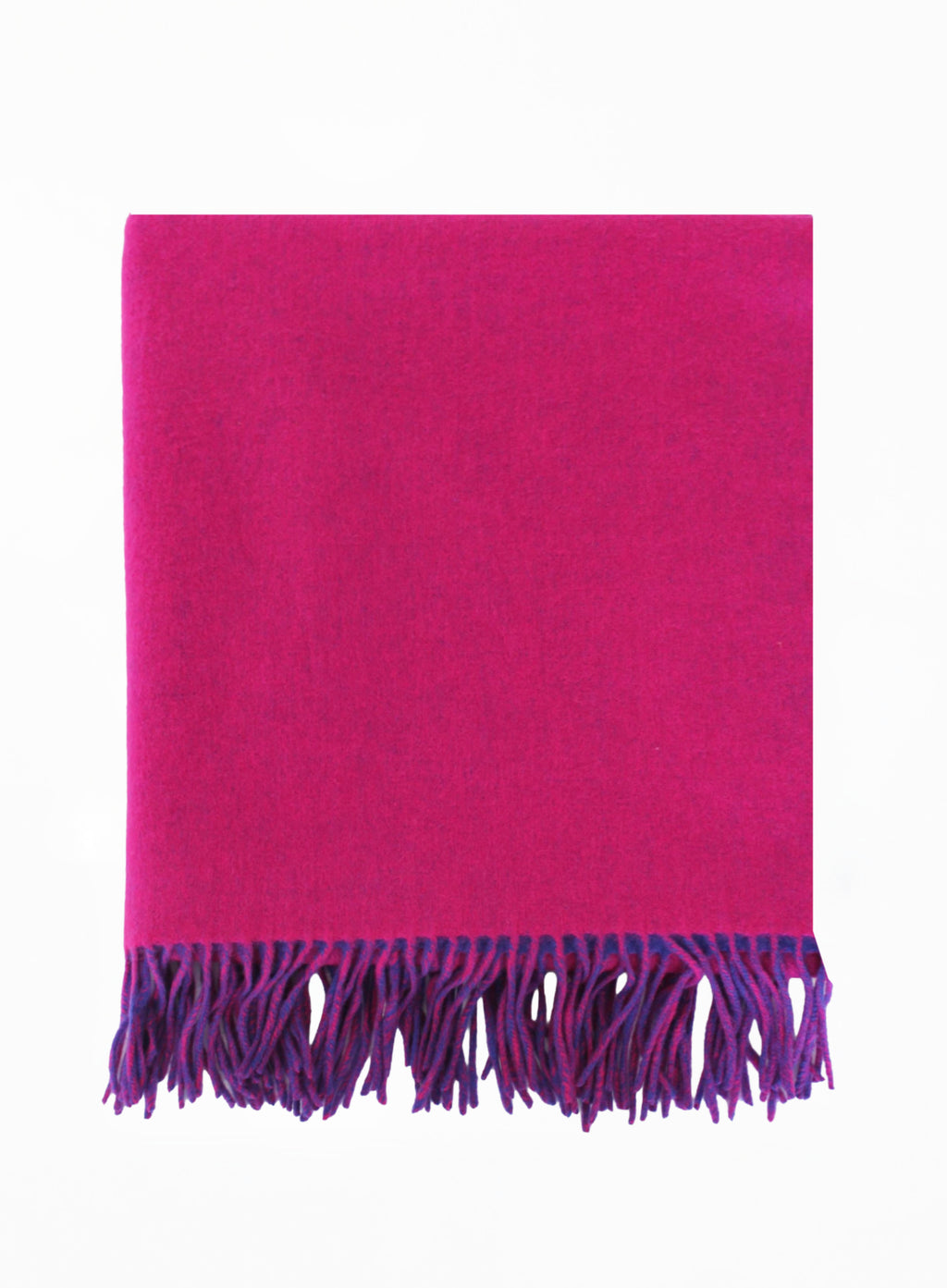 Pink shawl with purple fringe on a white background