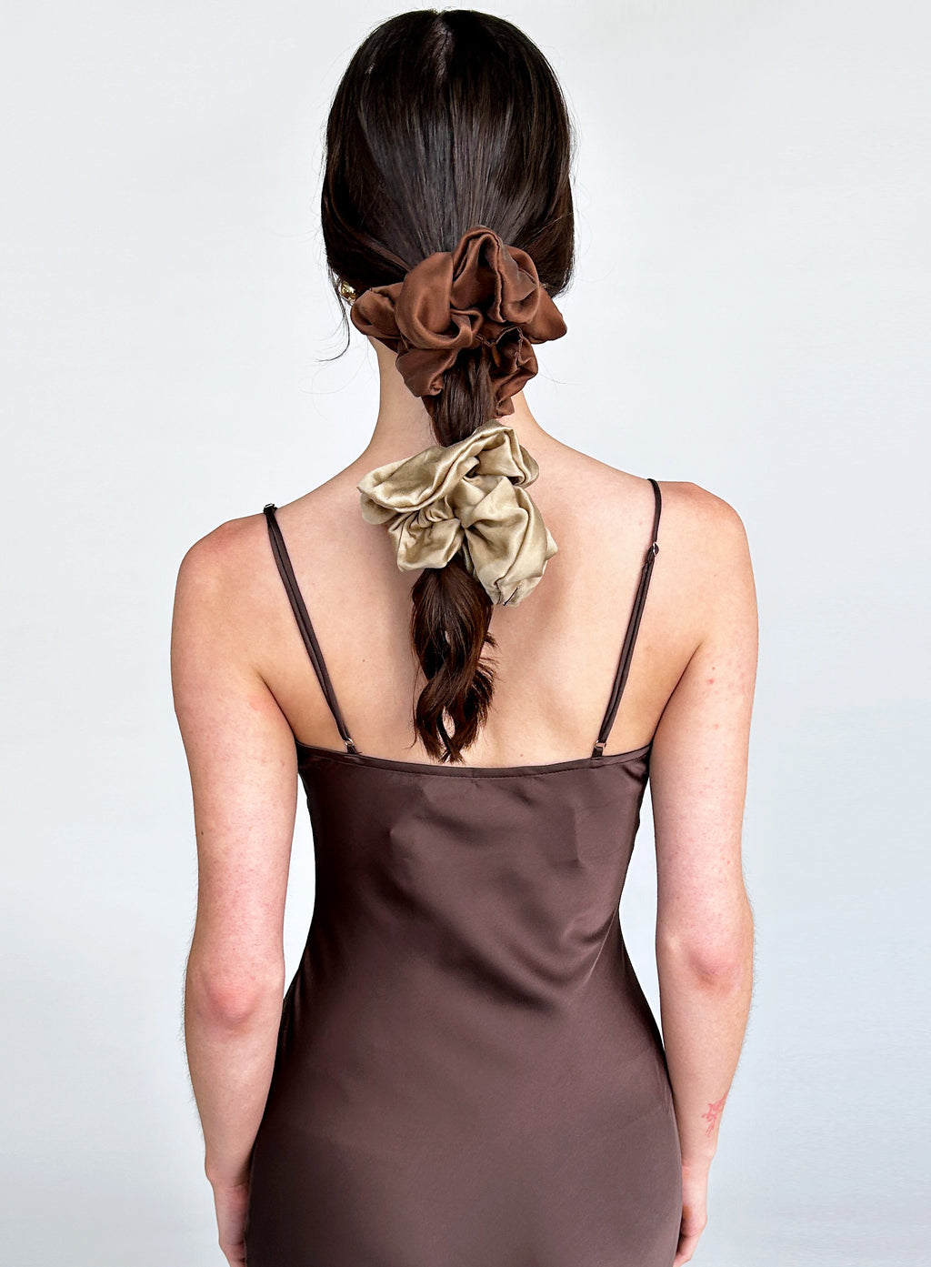 Brown Oversized Silk Scrunchie
