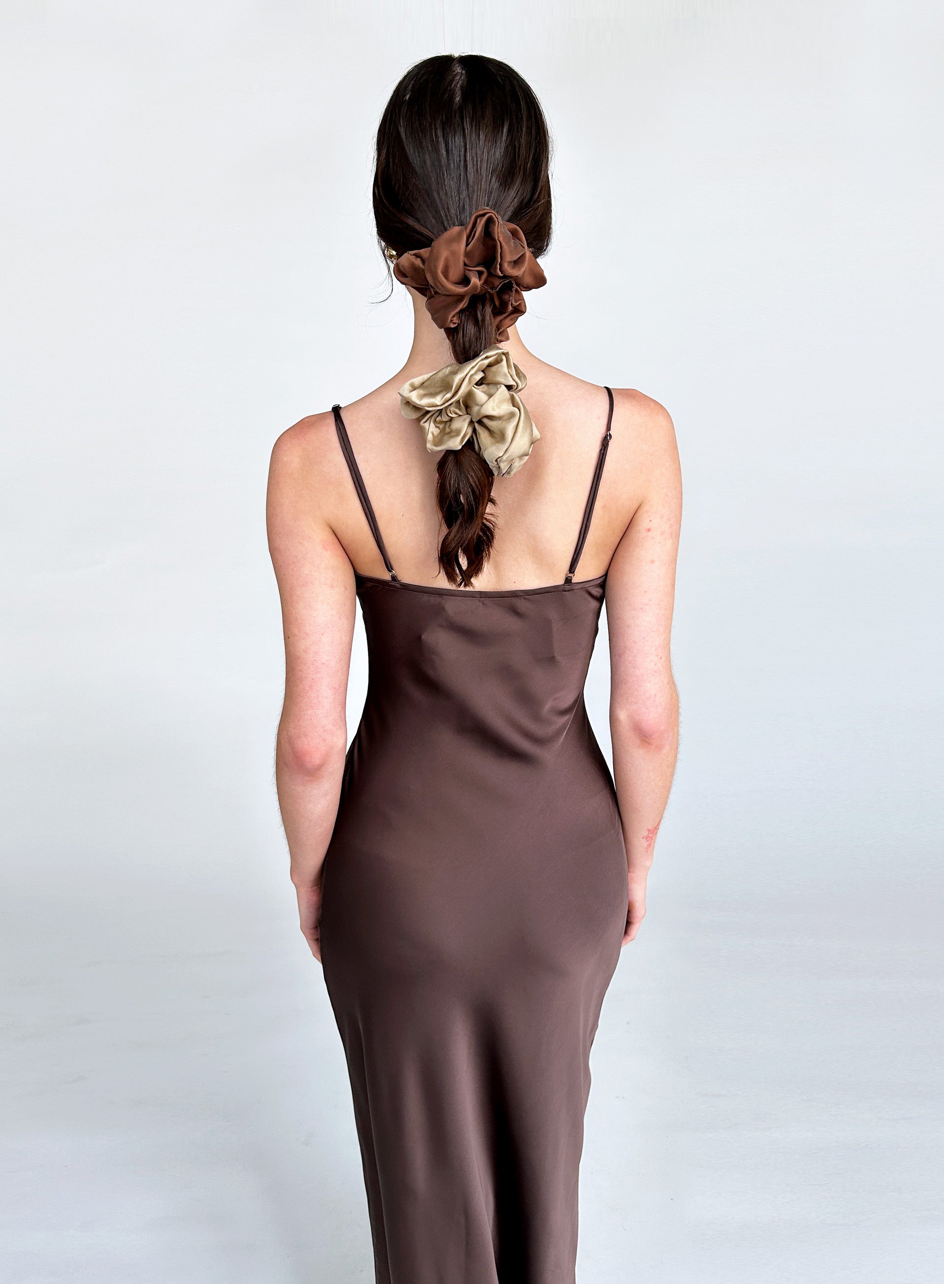 Beige Oversized Silk Scrunchie