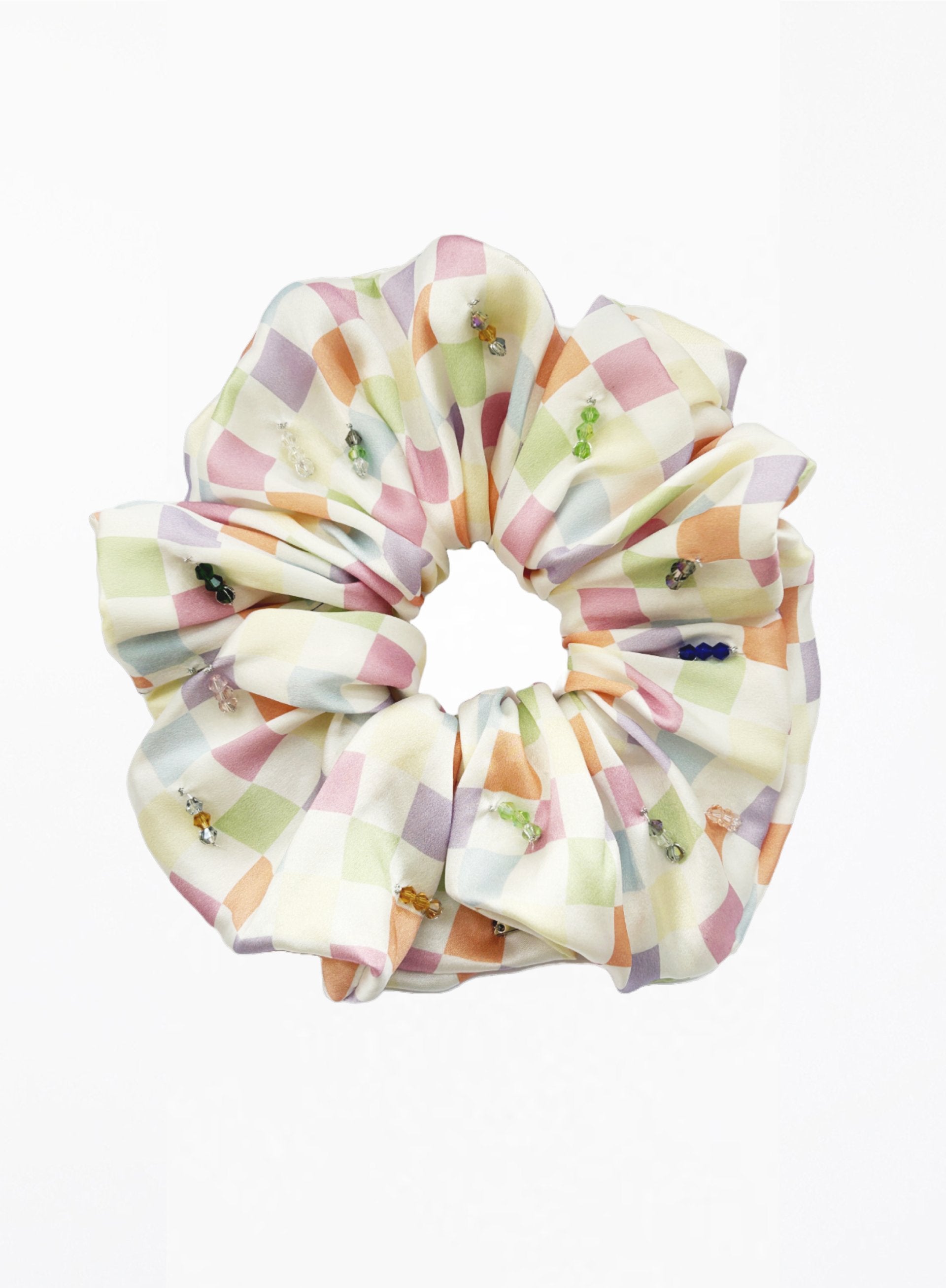 checked oversize silk scrunchie