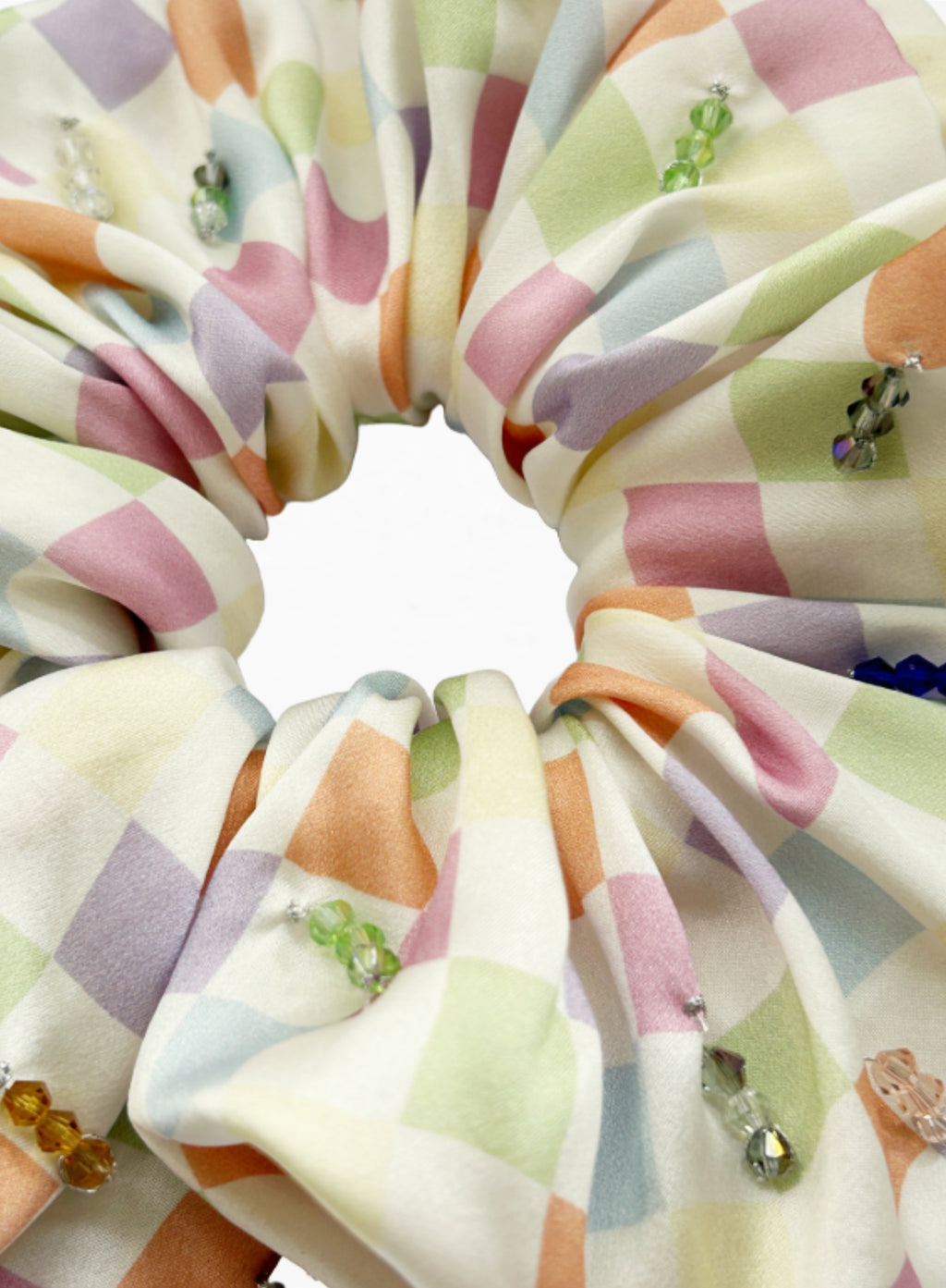 checked oversize silk scrunchie