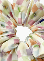 checked oversize silk scrunchie