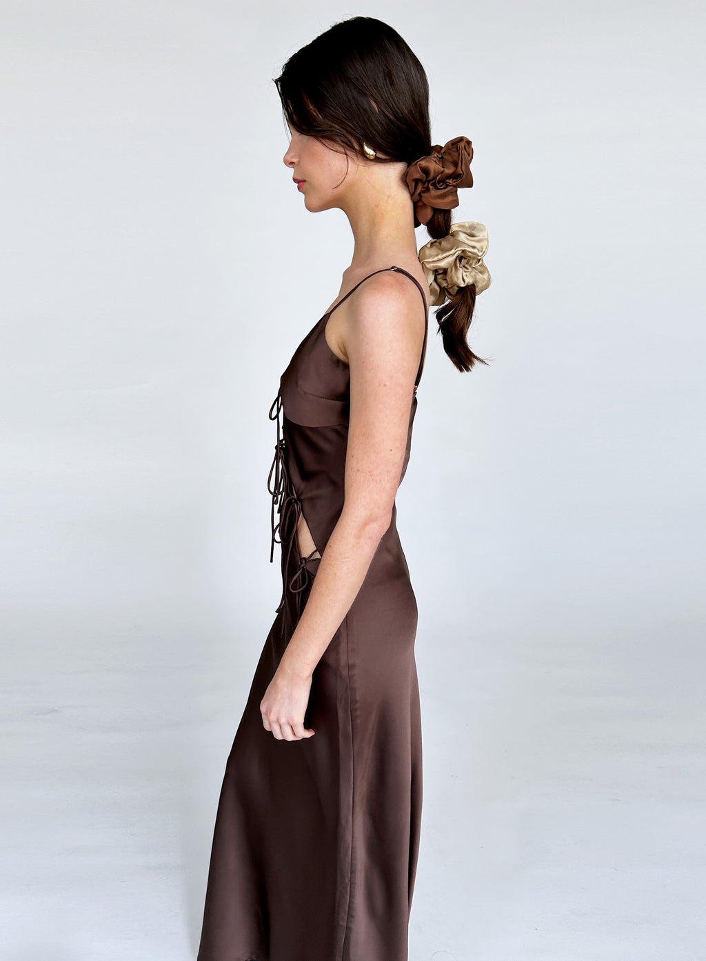 Brown Oversized Silk Scrunchie