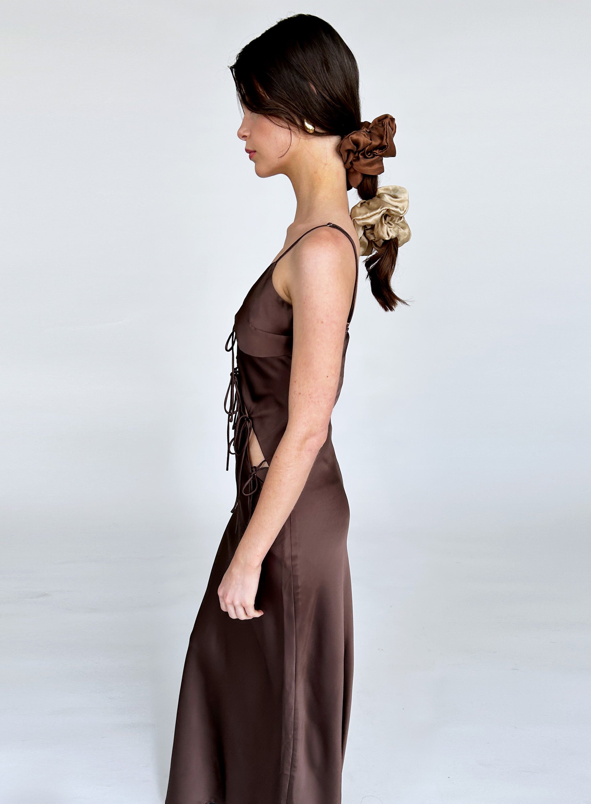 Brown Oversized Silk Scrunchie