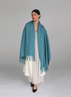 Blue Fringed Wool Lambswool Scarf