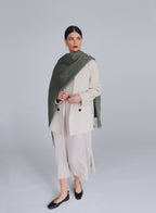 Green Fringed Wool Lambswool Scarf