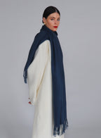 Blue Fringed Wool Lambswool Scarf