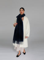 Royal Blue Fringed Wool Lambswool Scarf