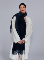 Royal Blue Fringed Wool Lambswool Scarf