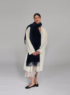 Royal Blue Fringed Wool Lambswool Scarf