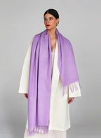 Purple Fringed Wool Lambswool Scarf
