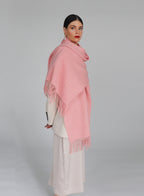 Pink Fringed Wool Lambswool Scarf