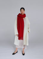 Red Fringed Wool Lambswool Scarf