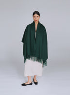 Green Fringed Wool Lambswool Scarf