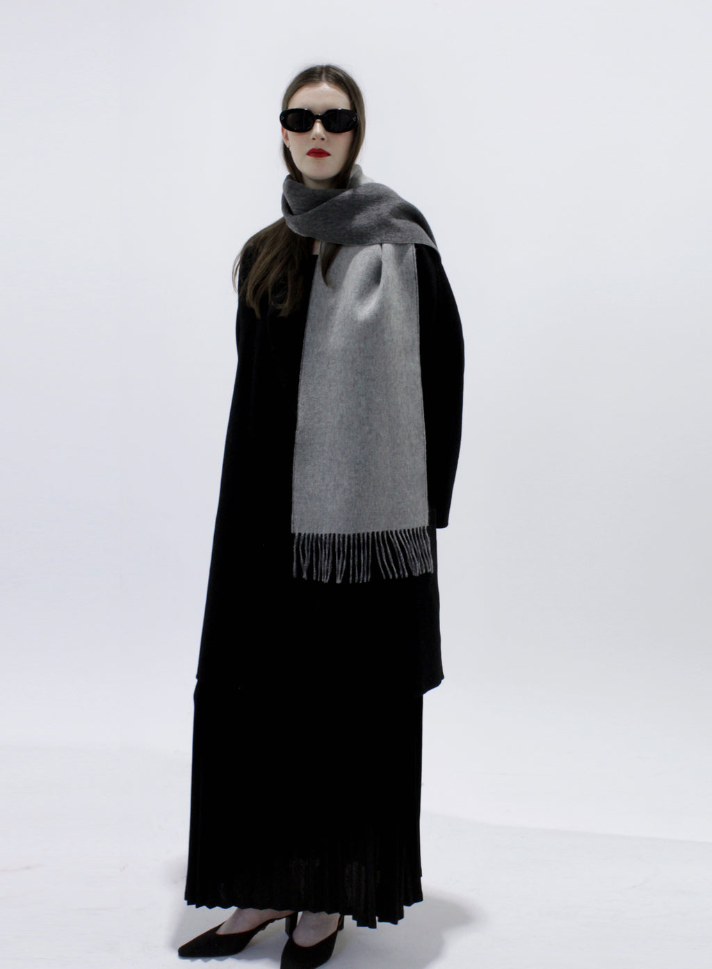 grey double face wool scarf