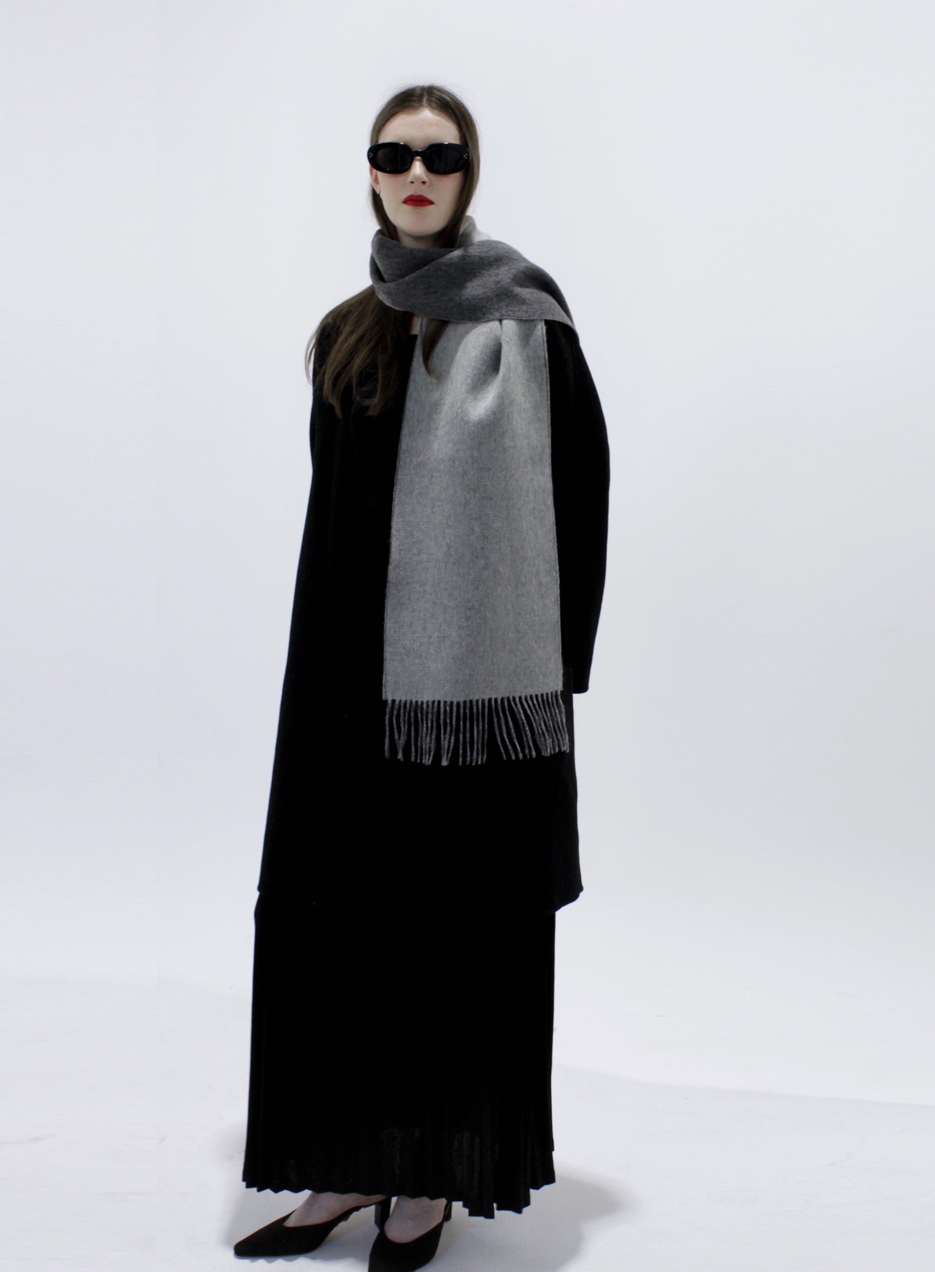 grey double face wool scarf