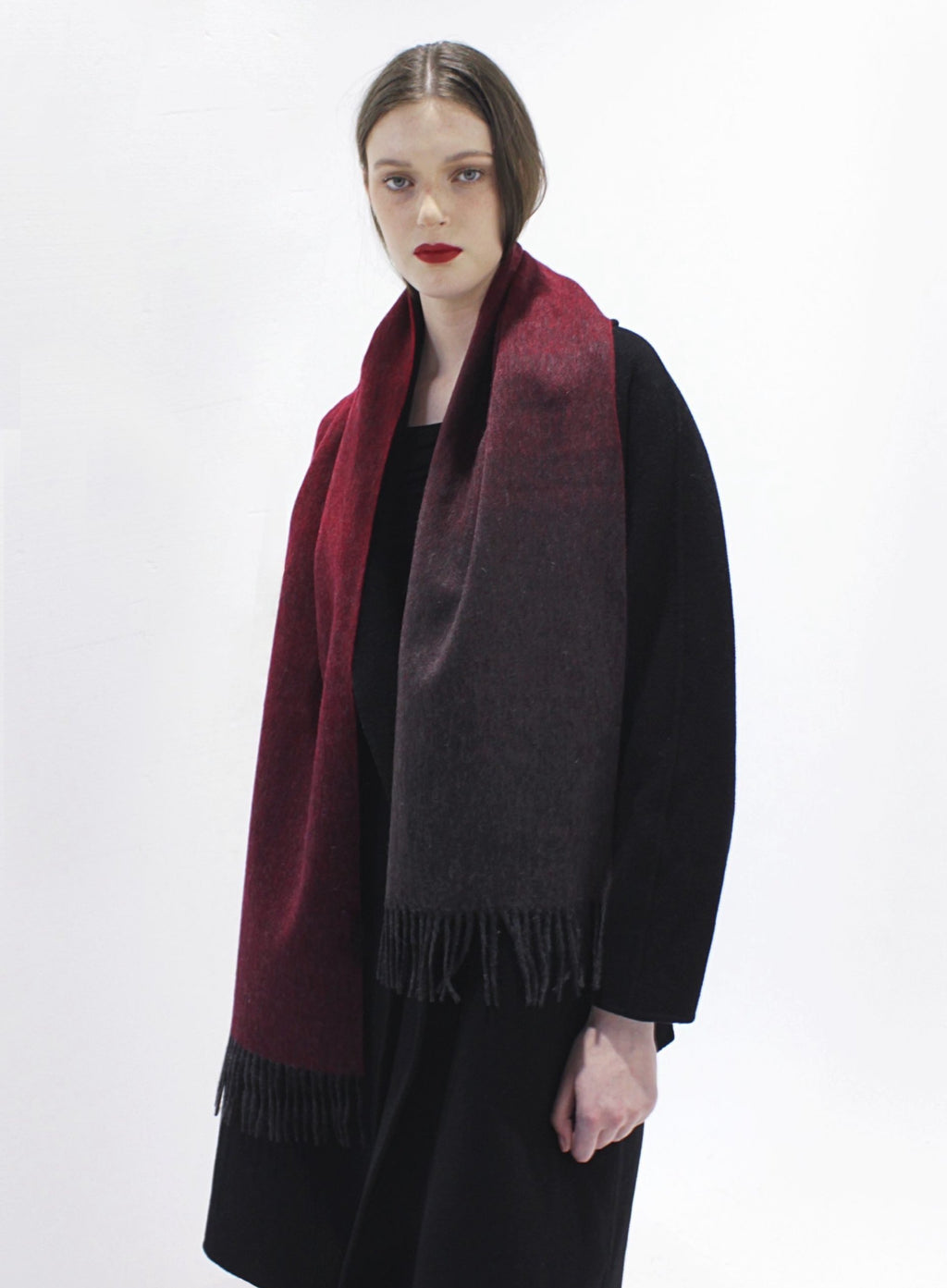 red ombre wool scarf