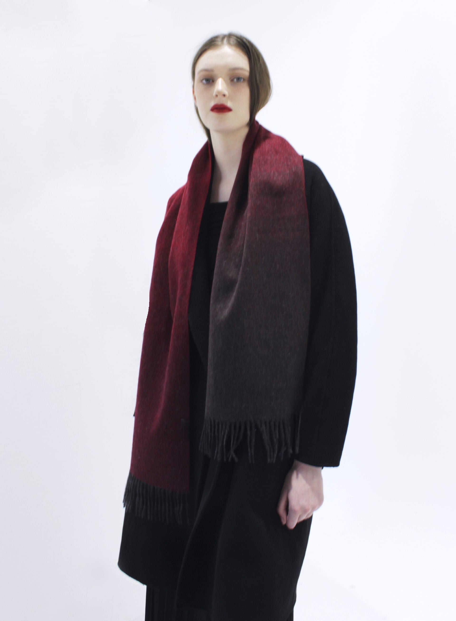 red ombre wool scarf