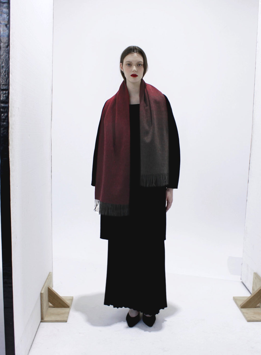 red ombre wool scarf